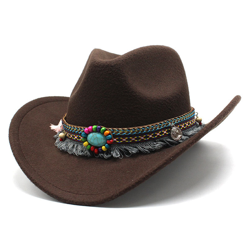 Wholesale Ethnic Style Woolen Western Denim Hats